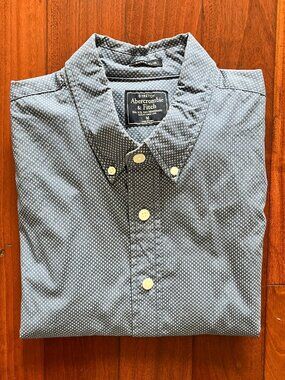 Abercrombie & Fitch Micro Dot Button Down Shirt M Blue Super Slim